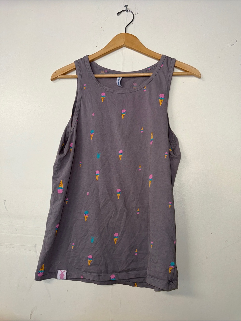 Dutch Bros Gray Tank Top with Pink & Blue Ice Cream Print